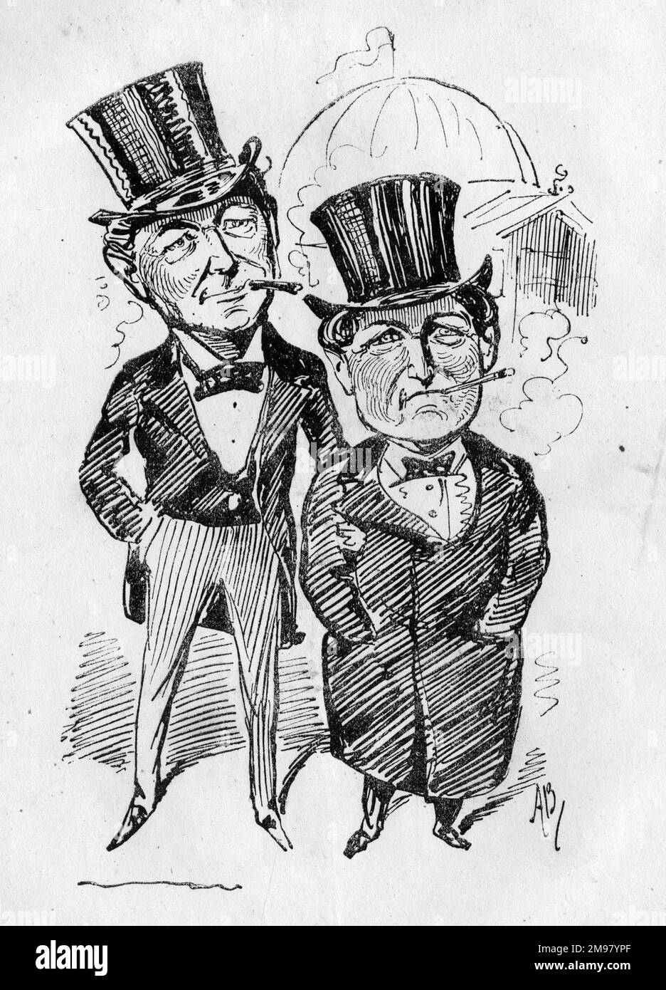 Caricature, MM. Willing et Myers -- ils sont tous les deux « au travail ». Peut-être une référence à James Washington Myers (1823-1892) et à ses visites de cirque. Banque D'Images
