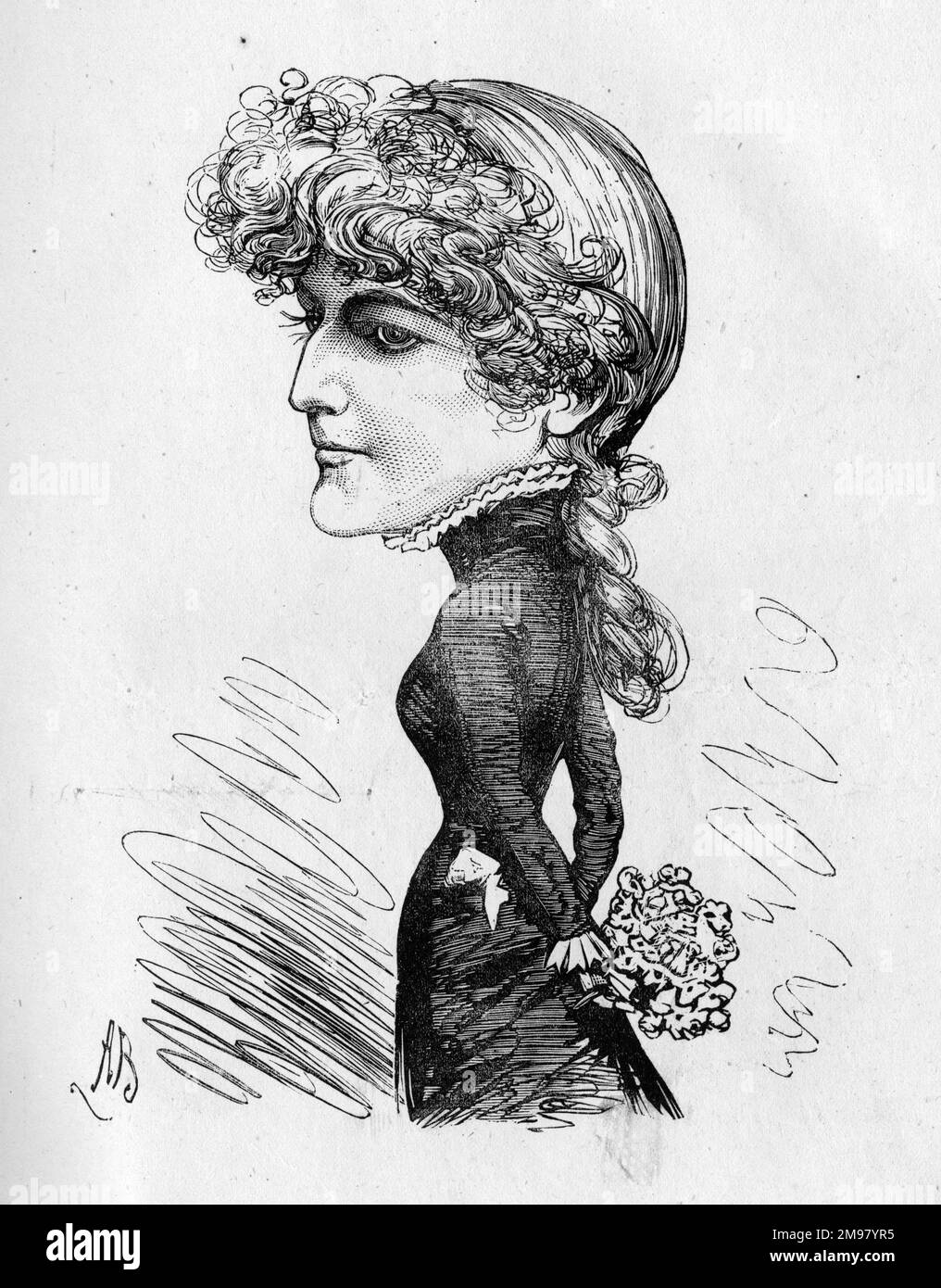 Caricature de Violet Cameron (Violet Lydia Thompson, 1862-1919), actrice et chanteuse anglaise. Banque D'Images