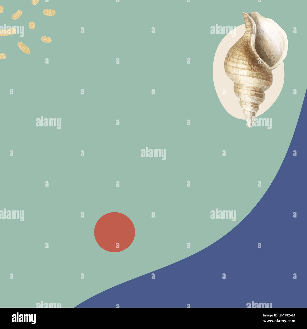 Motif de coque conch sur fond vert Illustration de Vecteur