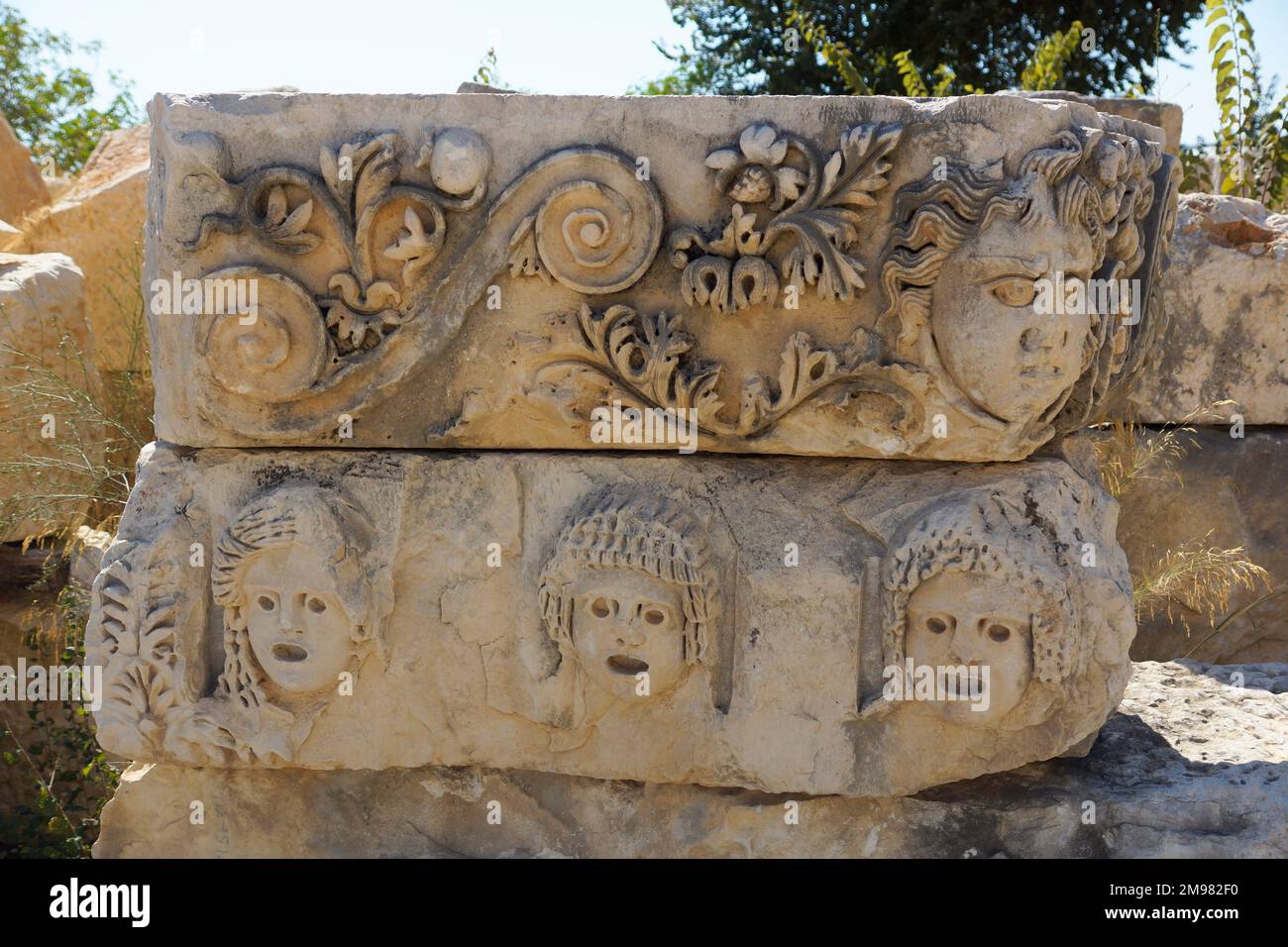Turquie, Lykia, Myra : frises avec masques (théâtre) Banque D'Images Turquie, Lykia, Myra : frises avec masques (théâtre) Banque D'Images