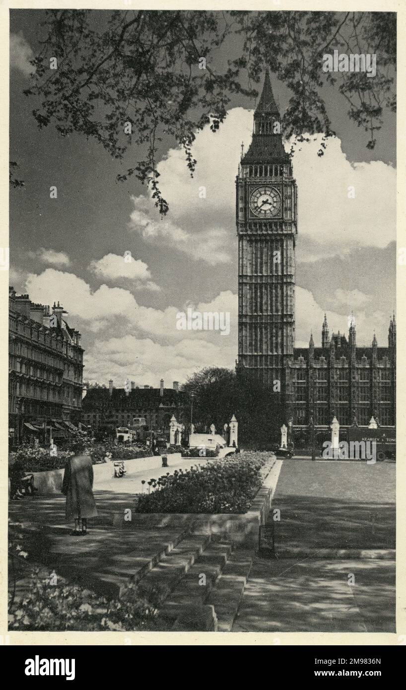 Parliament Square et Big Ben, Londres. Banque D'Images