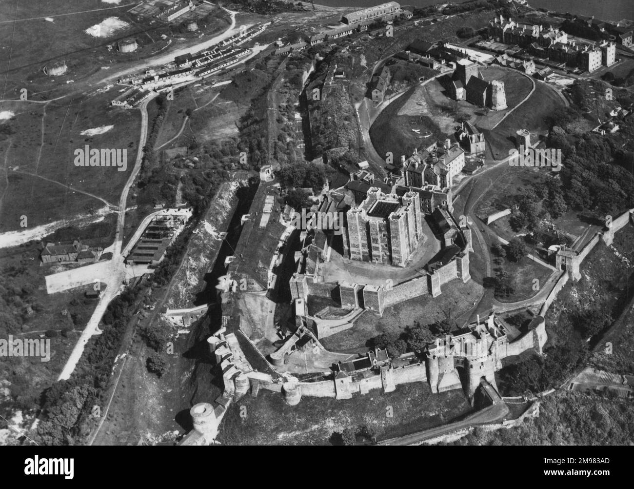 Château de Douvres, Kent - vue aérienne. Banque D'Images