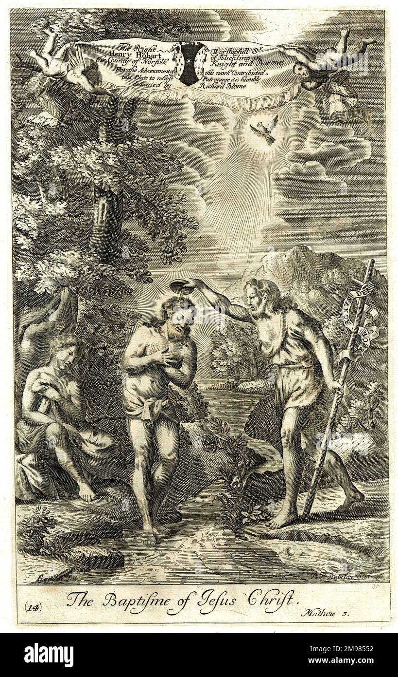 Baptême de Jésus par Jean-Baptiste - Matthieu 3. Banque D'Images