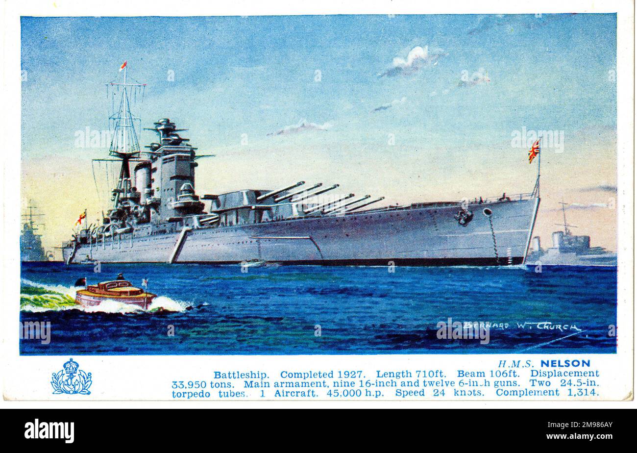 HMS Nelson, cuirassé, classe Nelson. Banque D'Images