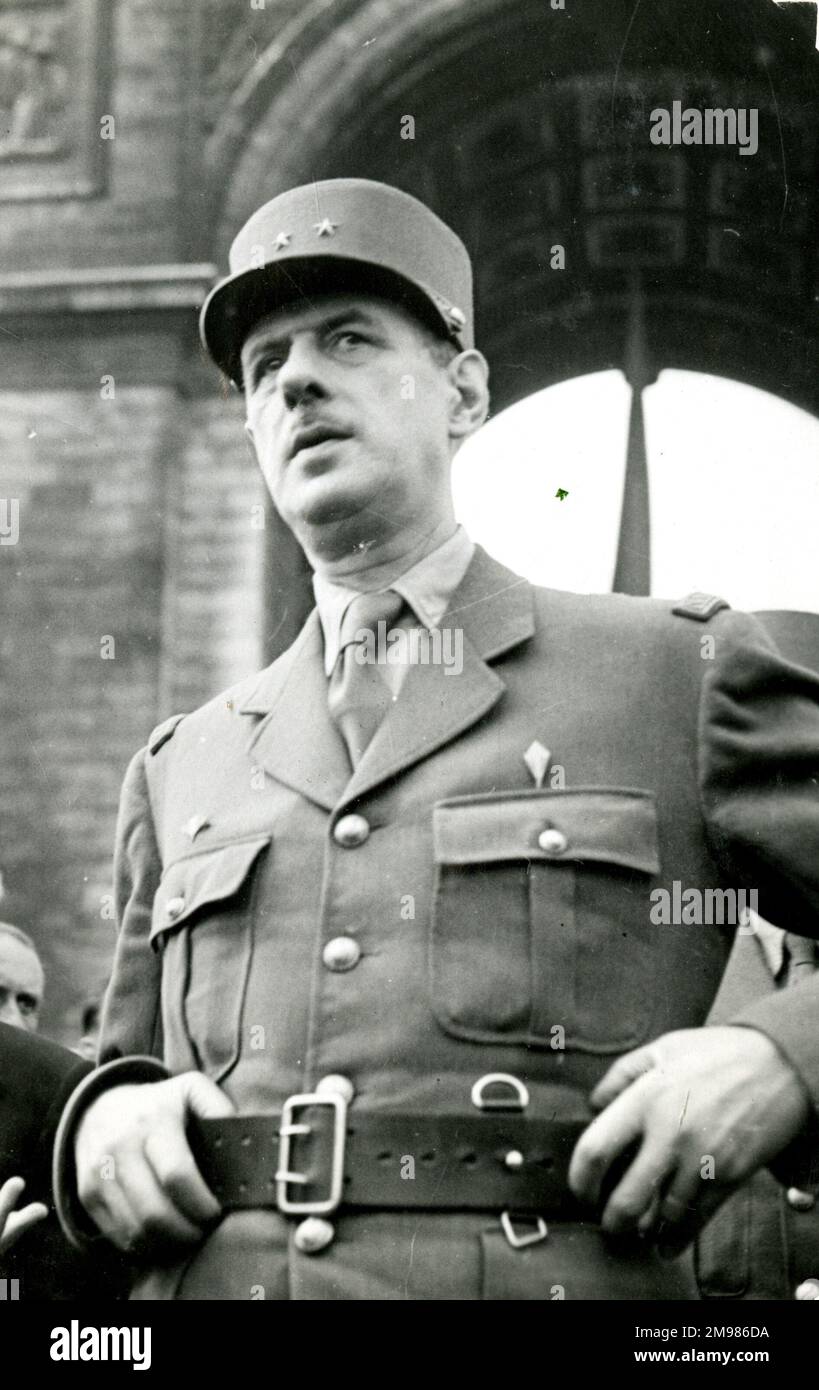 Le général Charles de Gaulle (1890-1970), soldat et homme d’État français, vu ici en uniforme pendant la Seconde Guerre mondiale. Banque D'Images