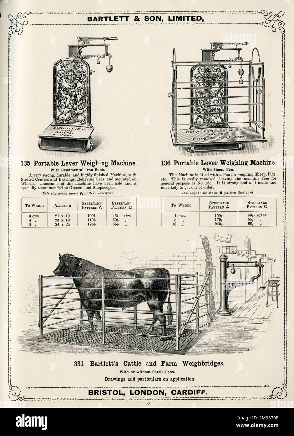 Catalogue Bartlett & son Ltd -- machines de pesage et ponts-bascule. Banque D'Images