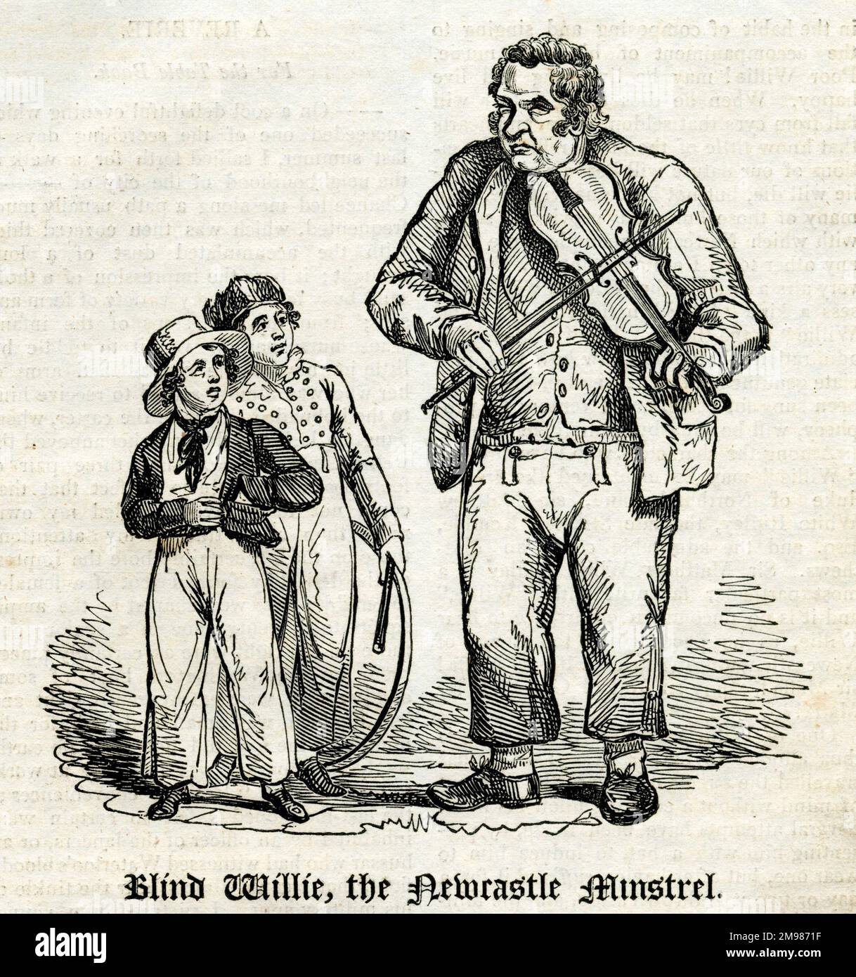 Blind Willie The Newcastle Minstrel - jouer dans la rue pour gagner de l'argent. Banque D'Images