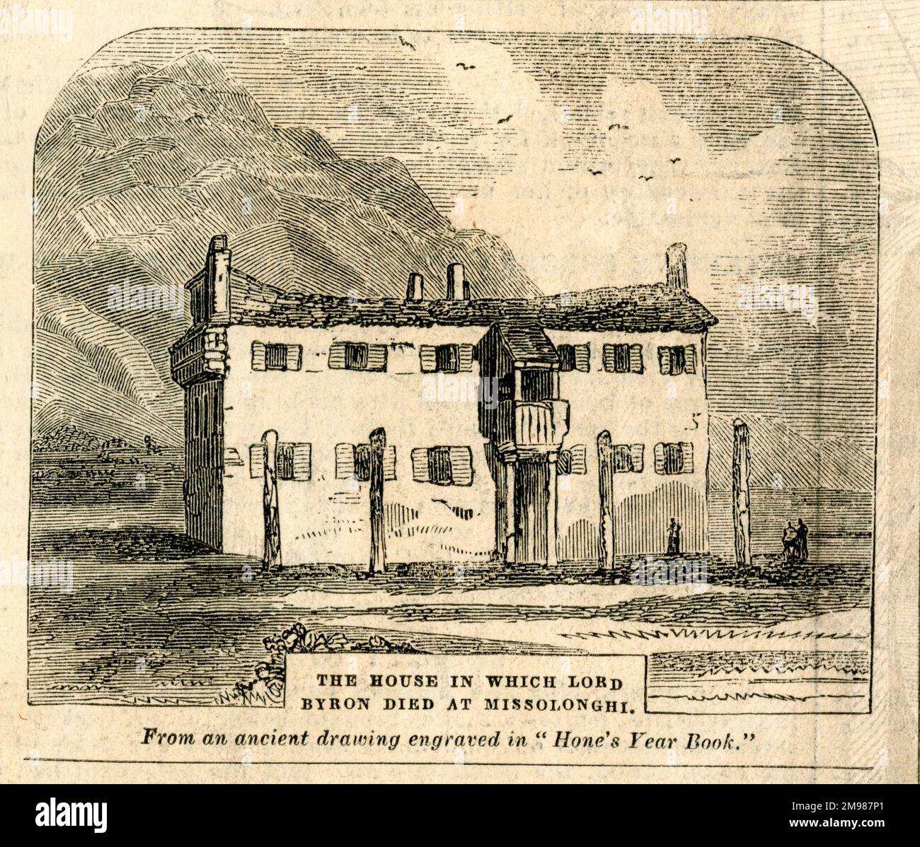 Maison où Lord Byron mourut, à Missolonghi, Grèce, en 1824. Banque D'Images