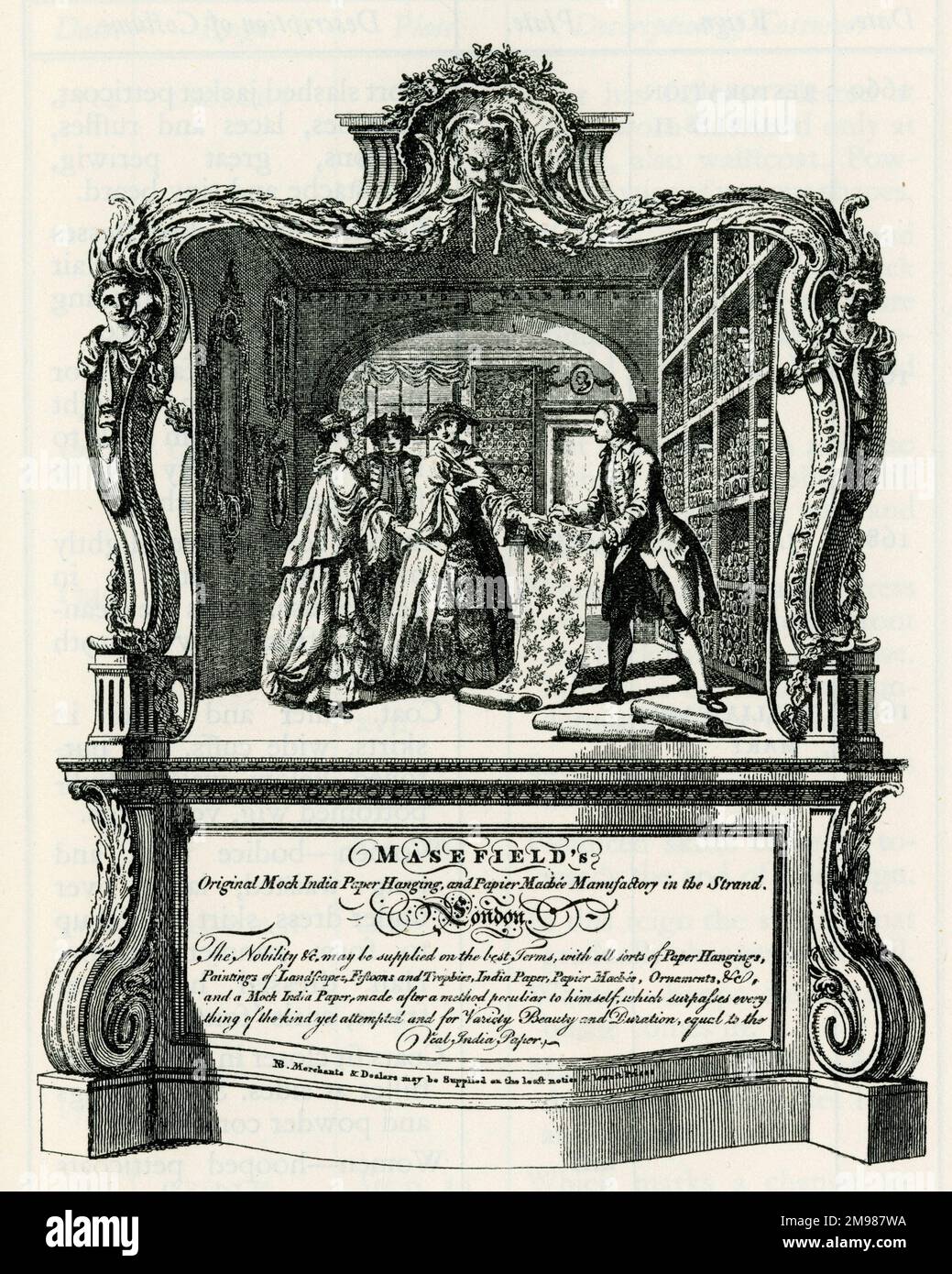 Carte de crédit de Londres - Masefield's Paper Hanging et Papier mache Manufactory in the Strand. Banque D'Images
