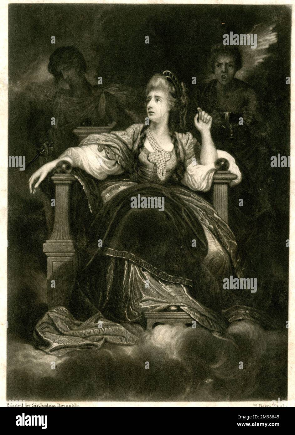 Mme Siddons comme la tragique Muse, de Sir Joshua Reynolds, représentant à la fois elle-même et Melpomene de la mythologie classique. Banque D'Images