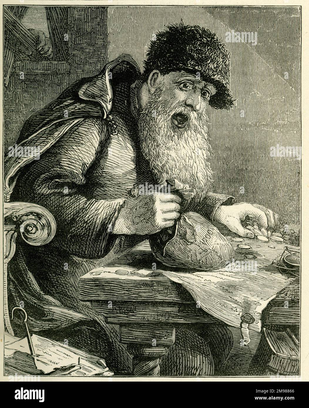 Professions 1882 - la miser. Banque D'Images