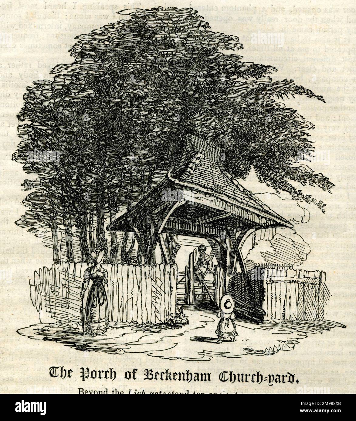 Le porche de la cour de l'église de Beckenham, Kent. Banque D'Images