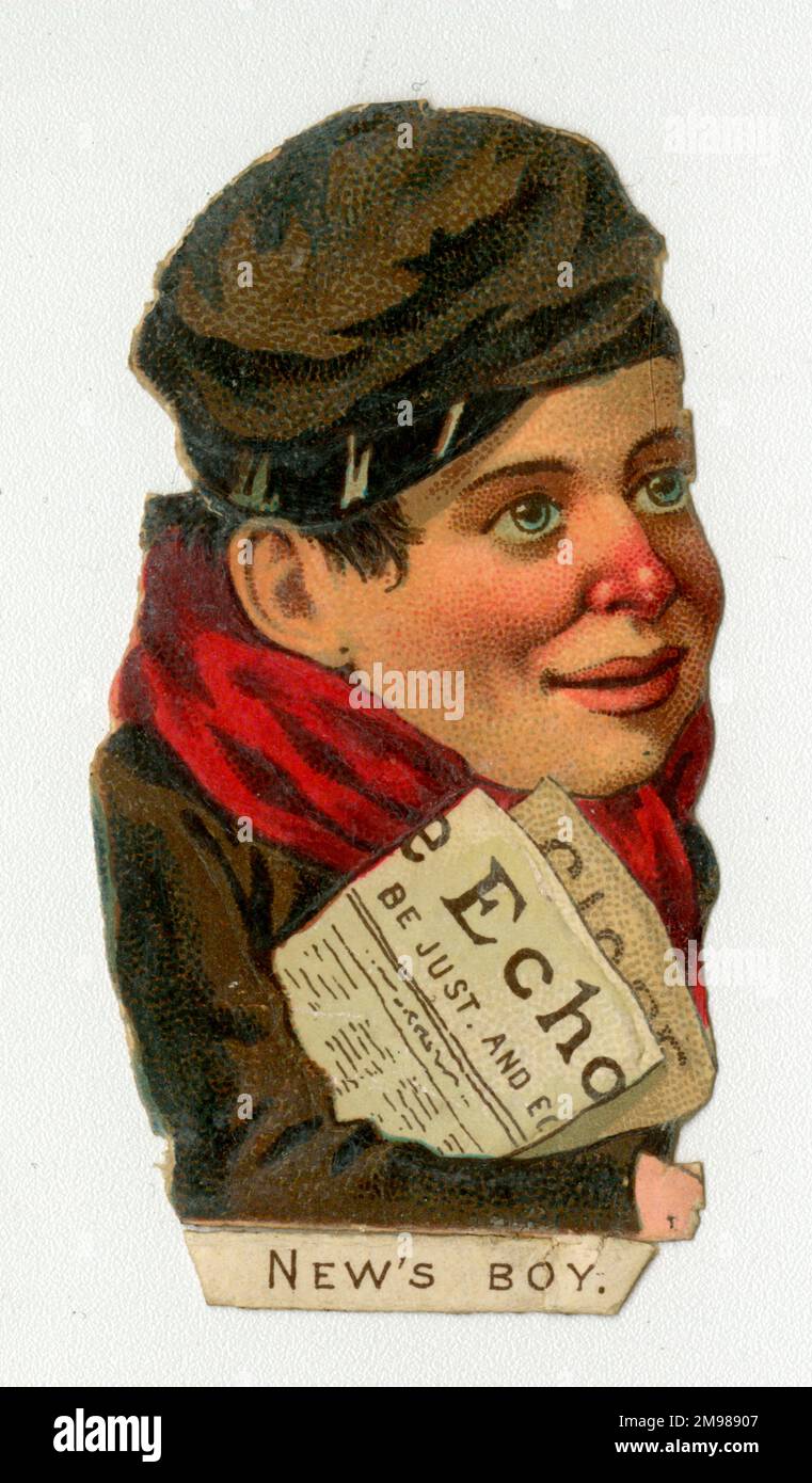 Victorian Scrap -- News Boy. Banque D'Images