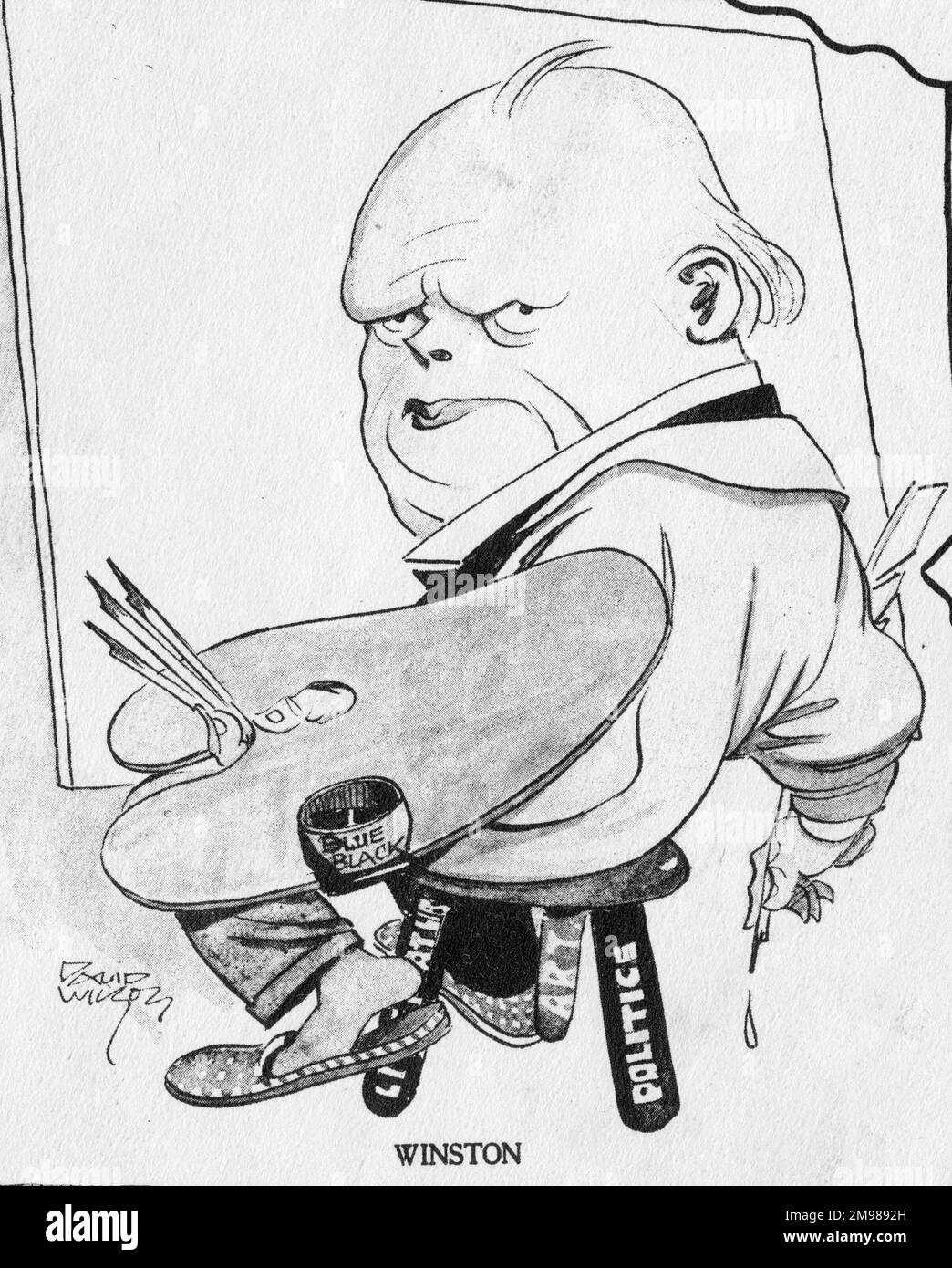Caricature, Winston Churchill l'artiste. Banque D'Images