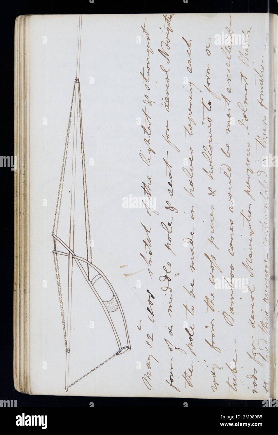Page tirée du cahier original de George Cayley (1773-1857) - Ingénieur anglais prolifique et l'un des plus importants dans l'histoire de l'aéronautique. Banque D'Images