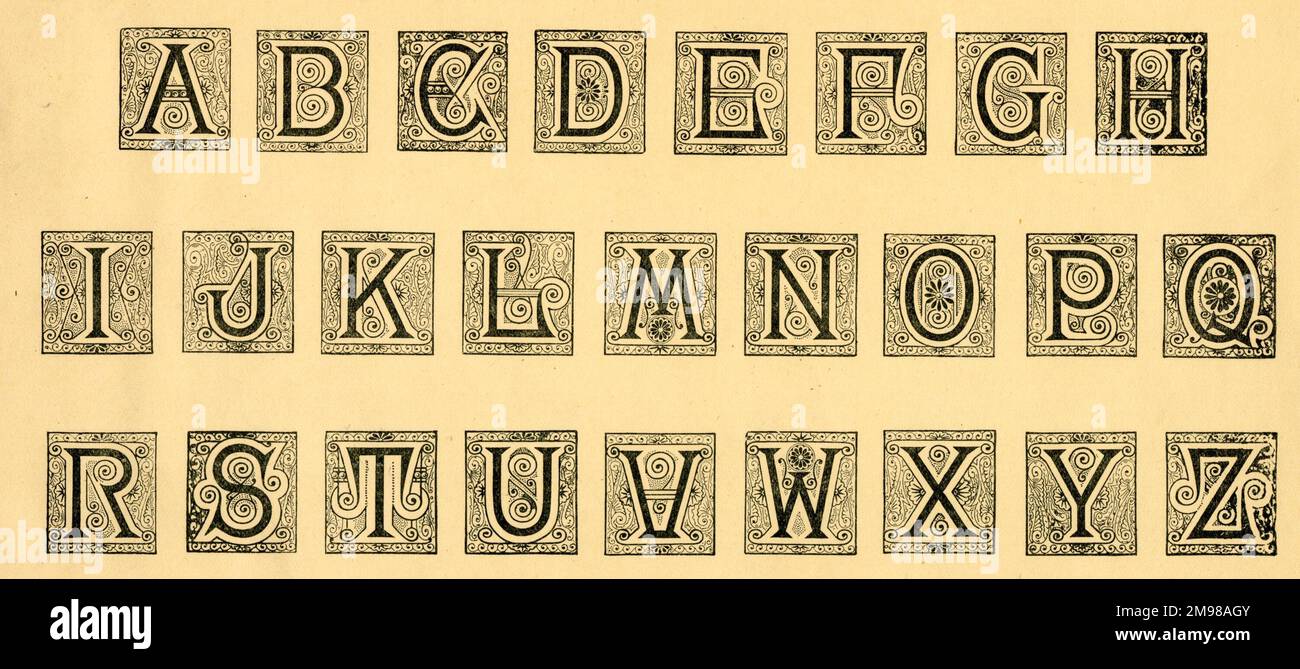 Initiales de l'alphabet De A à Z. Banque D'Images