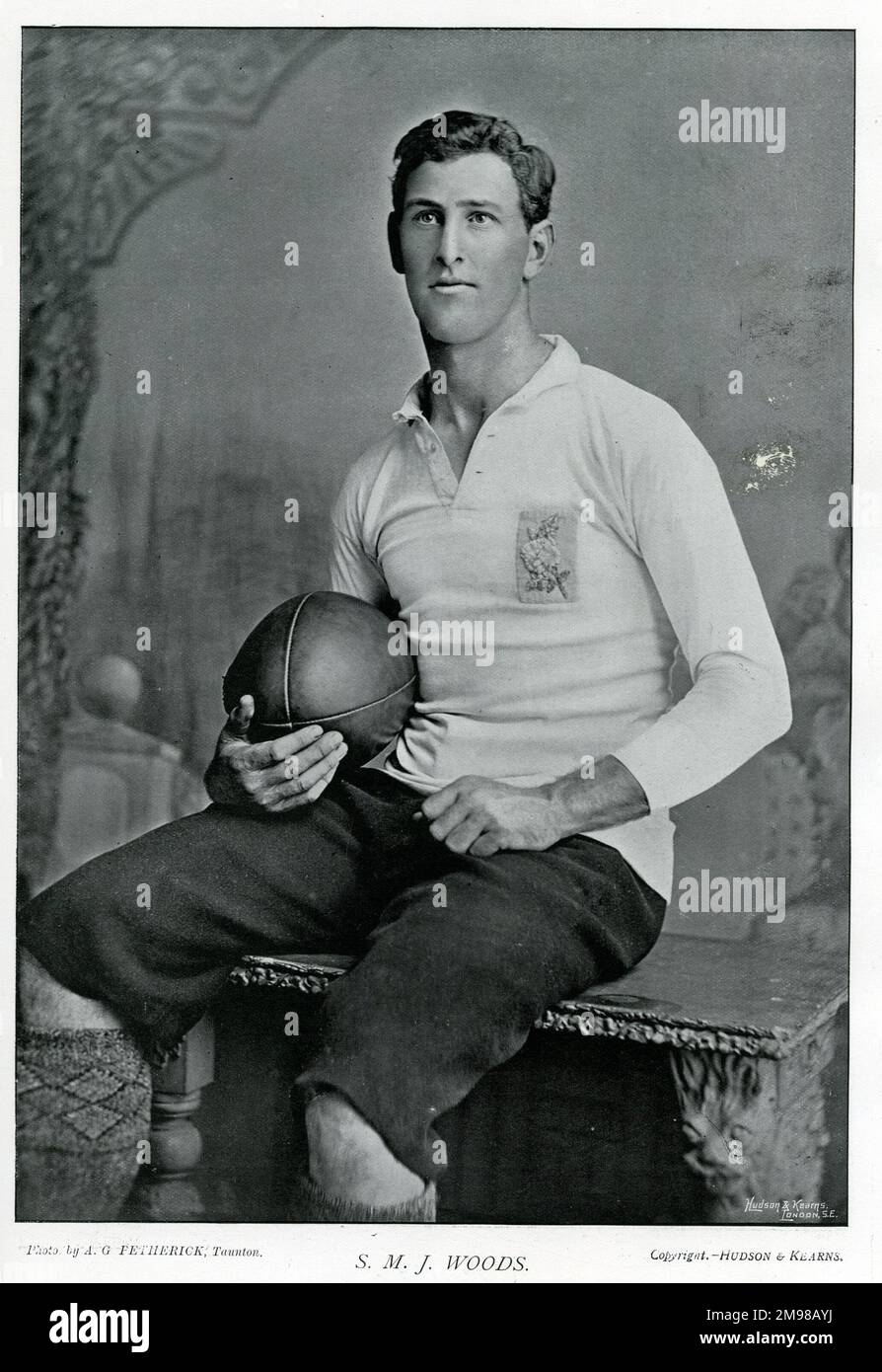 Sammy (Samuel Moses James) Woods (1867-1931), un sportif d'origine australienne qui a joué au rugby pour l'Angleterre et testé le cricket pour l'Australie et l'Angleterre, ainsi que Somerset, Marylebone et Cambridge University. Banque D'Images