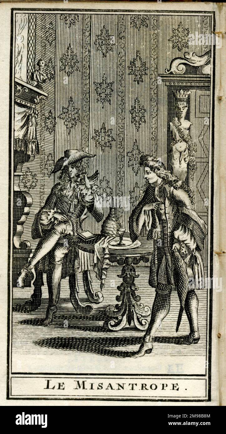 Scène de la pièce de Molière, le Misanthrope, exécutée pour la première fois en 1666. Banque D'Images