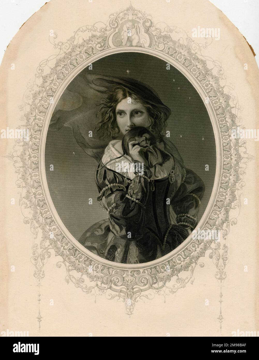 Illustration d'un poème, Venetian Air, de Thomas Moore -- 'la plus proche Ninetta ... Sous ton masque enveloppé, je te connaîtrait'. D'une publication intitulée National Airs (6 volumes, 1818-1827). Banque D'Images