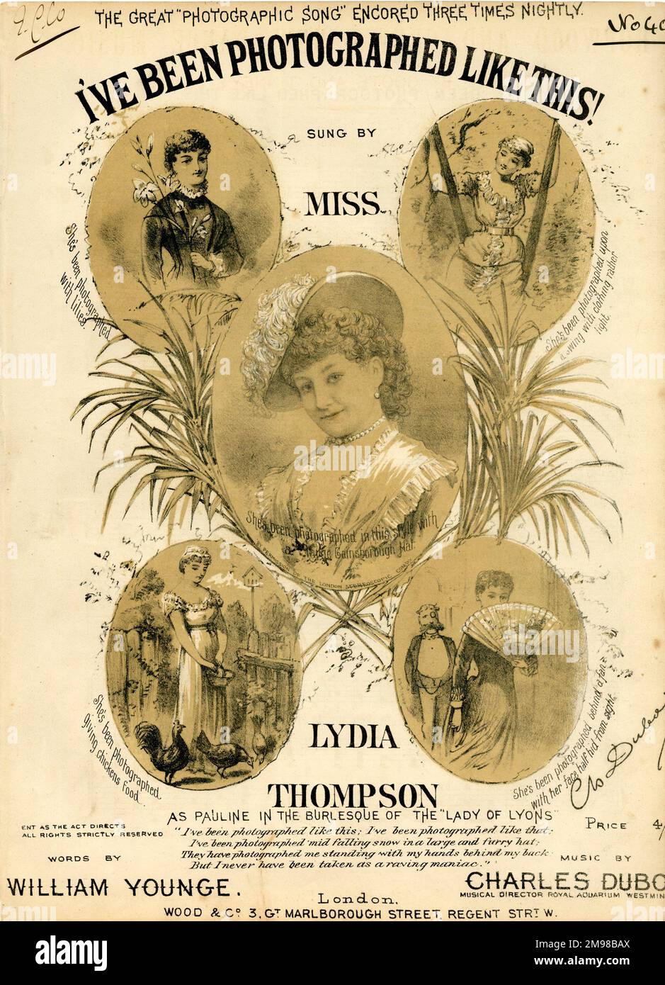 Music Cover, j'ai été photographié comme ça ! Chanté par Lydia Thompson comme Pauline dans la burlesque de la Dame de Lyon. Mots de William Younge, musique de Charles Dubois. La chanson était une satire sur la folie de la photographie artistique dans diverses poses. Banque D'Images