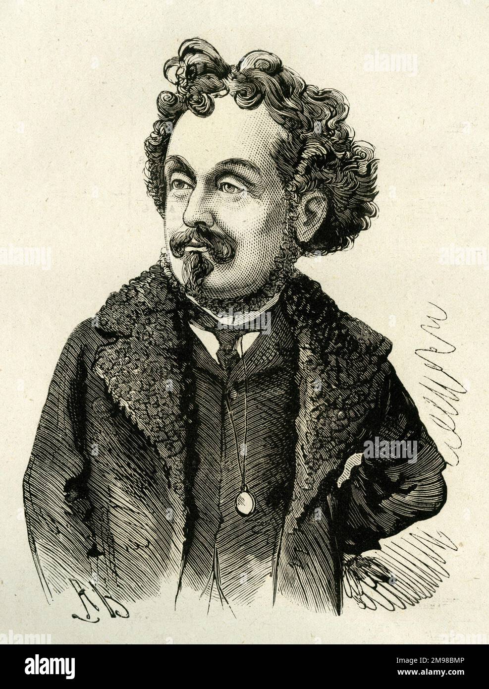 Caricature, Charles Hamilton aide (1826-1906), écrivain, artiste et compositeur français -- décrit ici comme All-Round Talent. Banque D'Images
