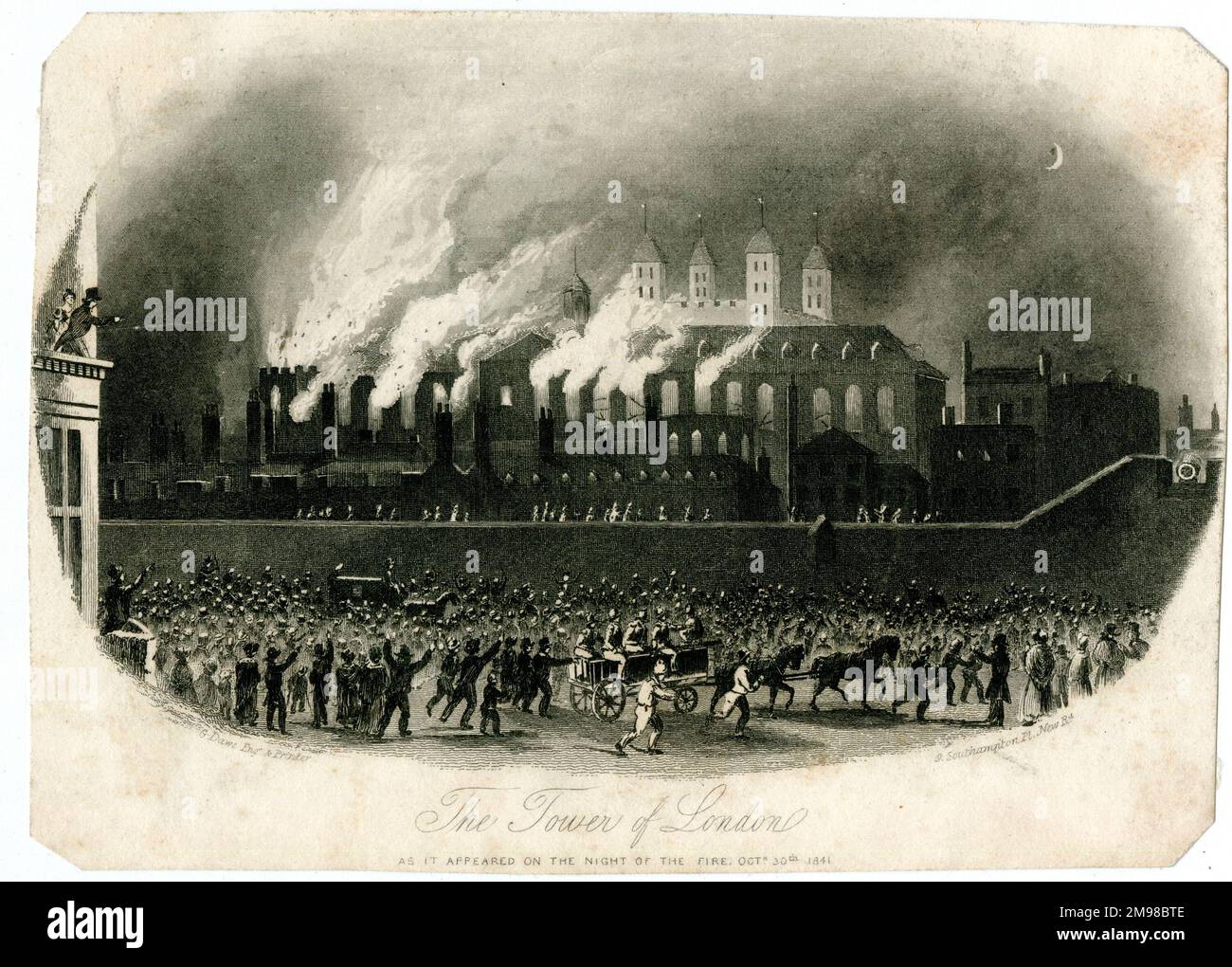 La Tour de Londres comme elle est apparue dans la nuit du feu, 30 octobre 1841. Banque D'Images