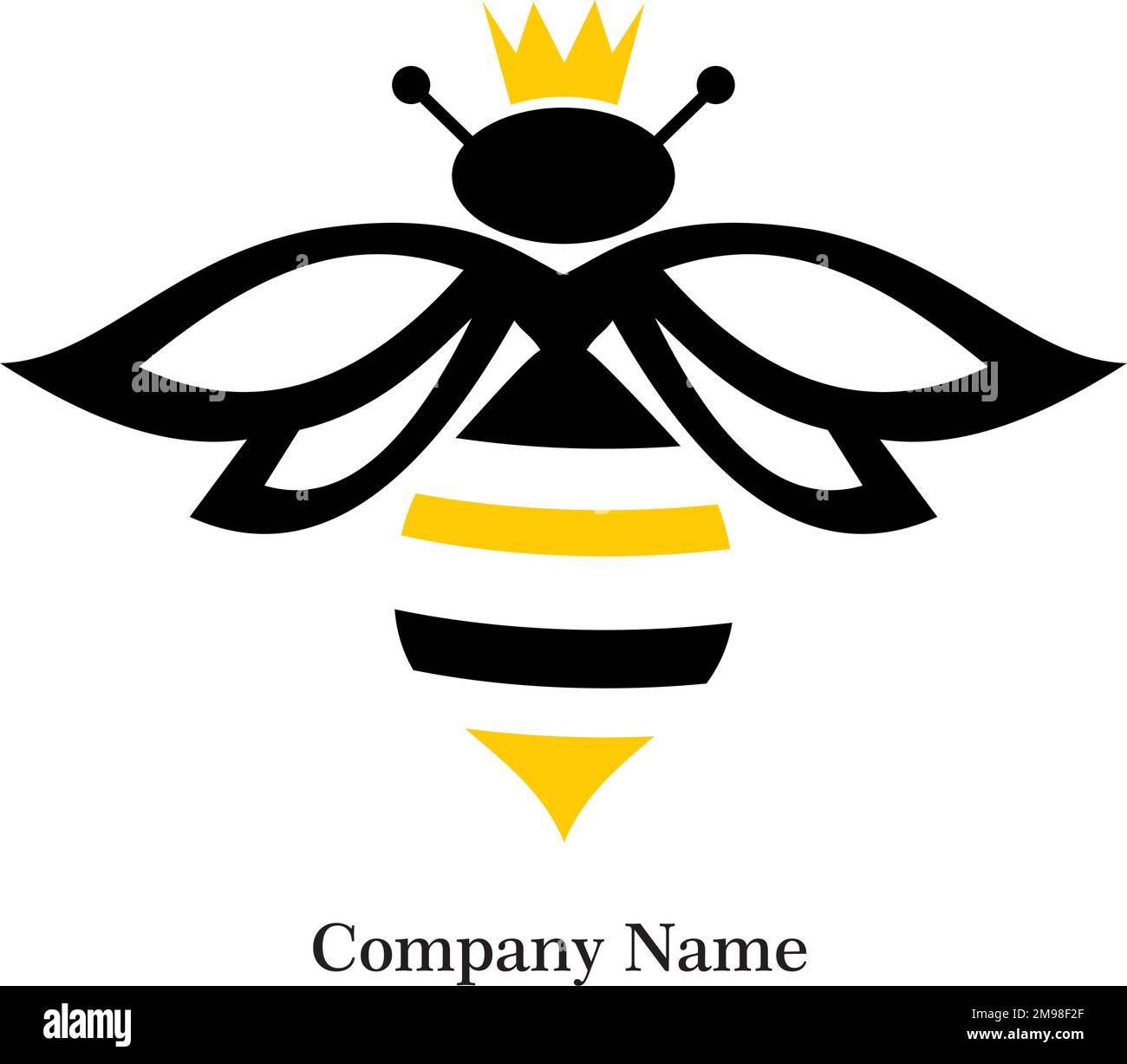 Illustration vectorielle d'une abeille avec une couronne avec texte modifiable, parfaite pour un logo Illustration de Vecteur