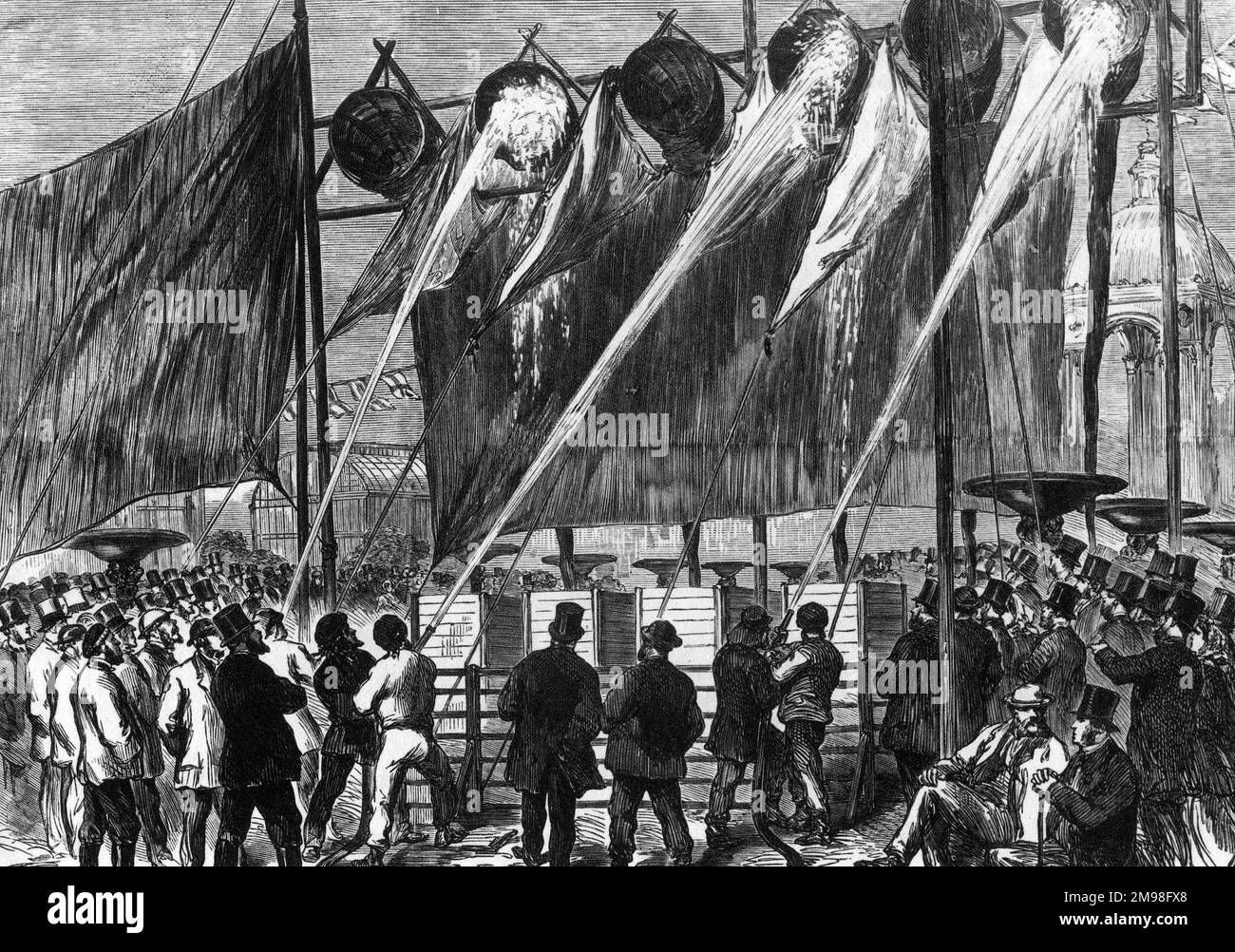 Essai de Steam Fire Engines 1863 au Crystal Palace, Sydenham. D'une photo de Hudson et Kearns. Banque D'Images