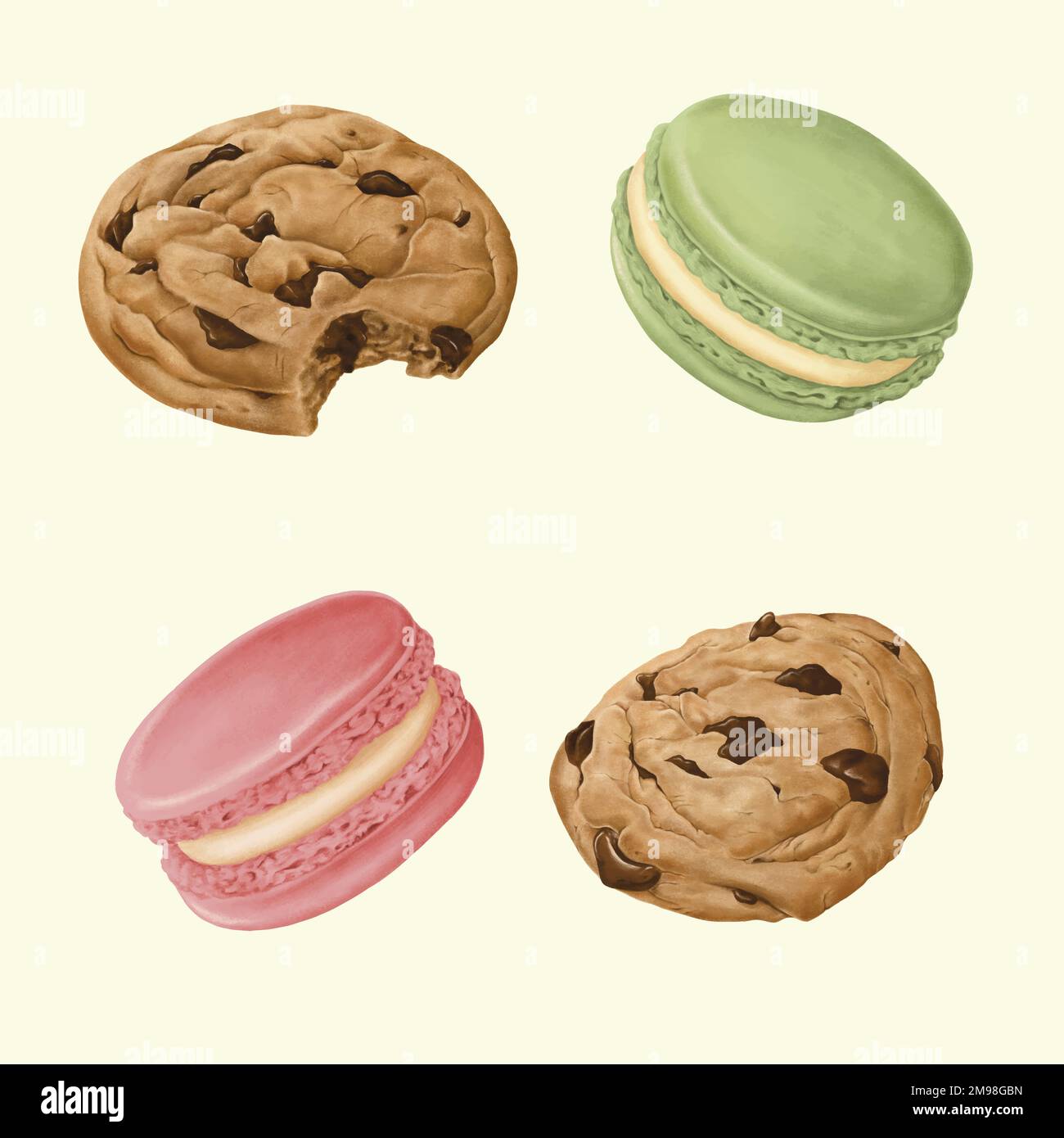 Délicieux desserts peints à la main ensemble vectoriel Illustration de Vecteur