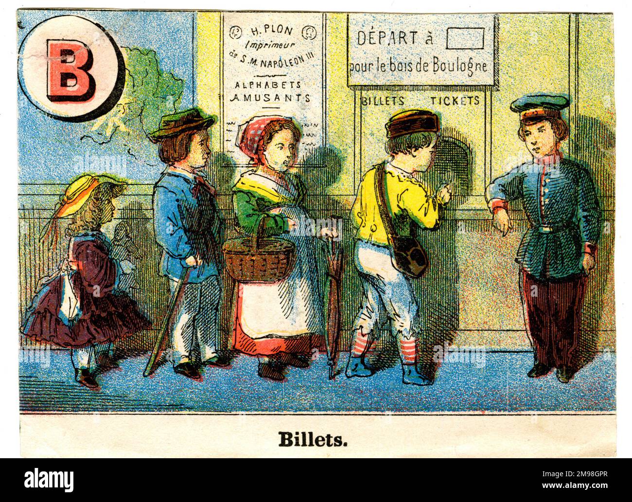 Lettre du chemin de fer français - B pour les billettes (billets). Banque D'Images