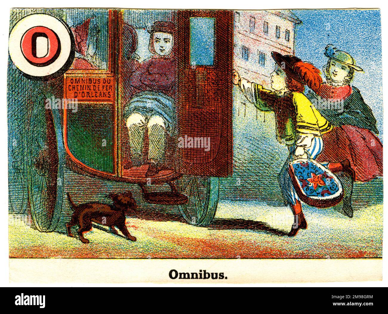 Chemin de fer français Alphabet - O pour Omnibus (omnibus, autobus). Banque D'Images