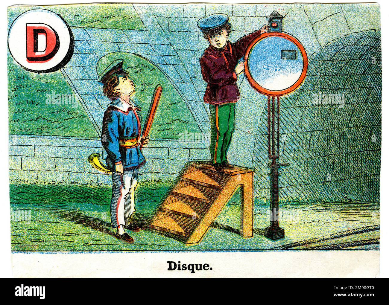 Chemin de fer français Alphabet - D pour disque (disque). Banque D'Images