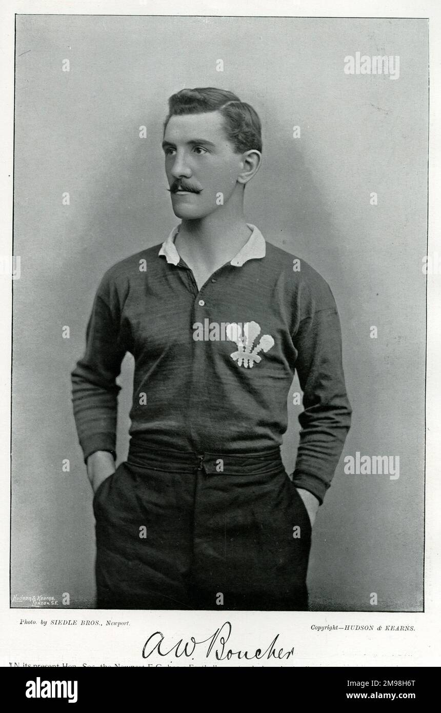 Un W Boucher, joueur international de rugby gallois. Banque D'Images