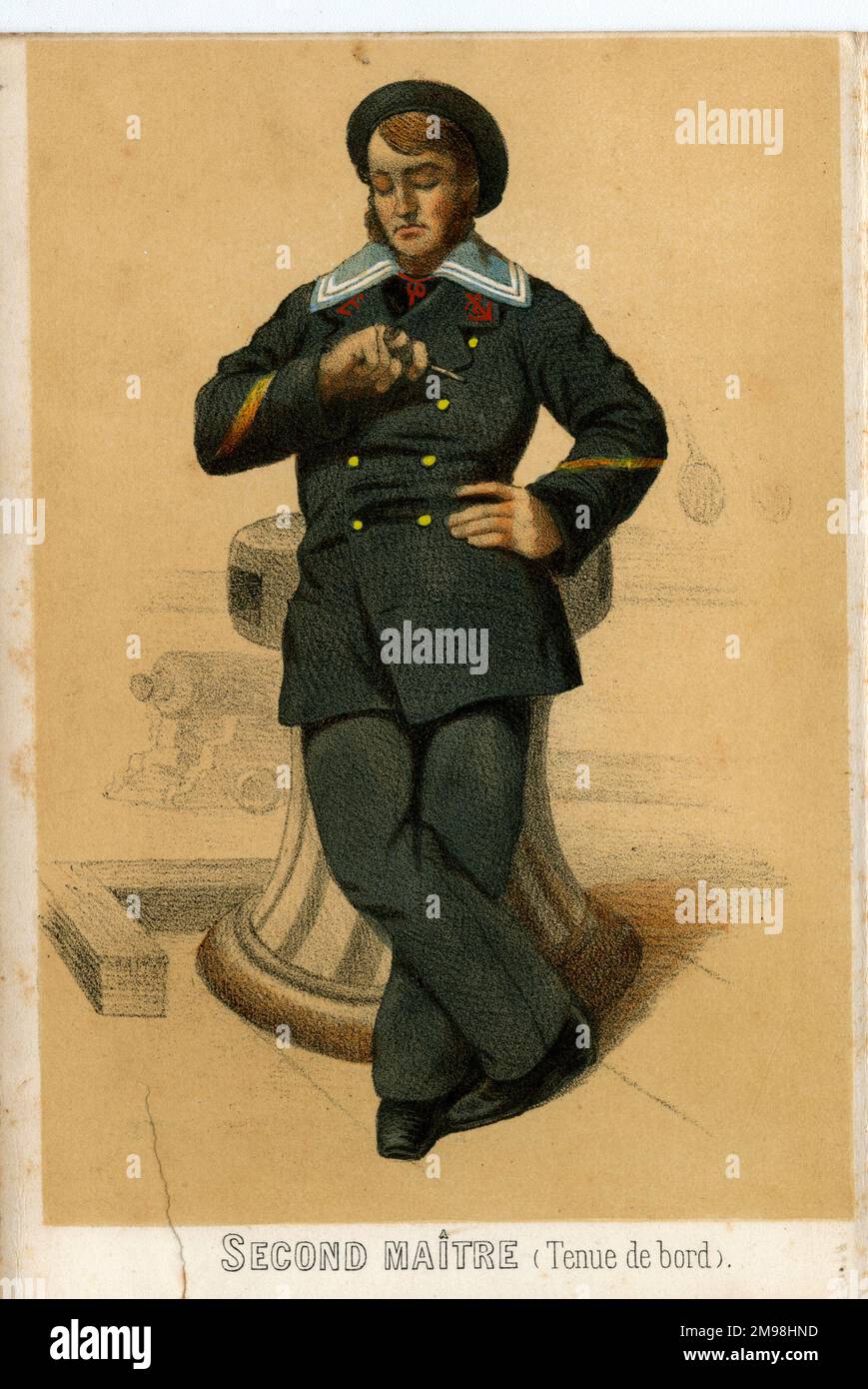 La France Maritime - Boatswain (en uniforme de tous les jours à bord du navire). Banque D'Images