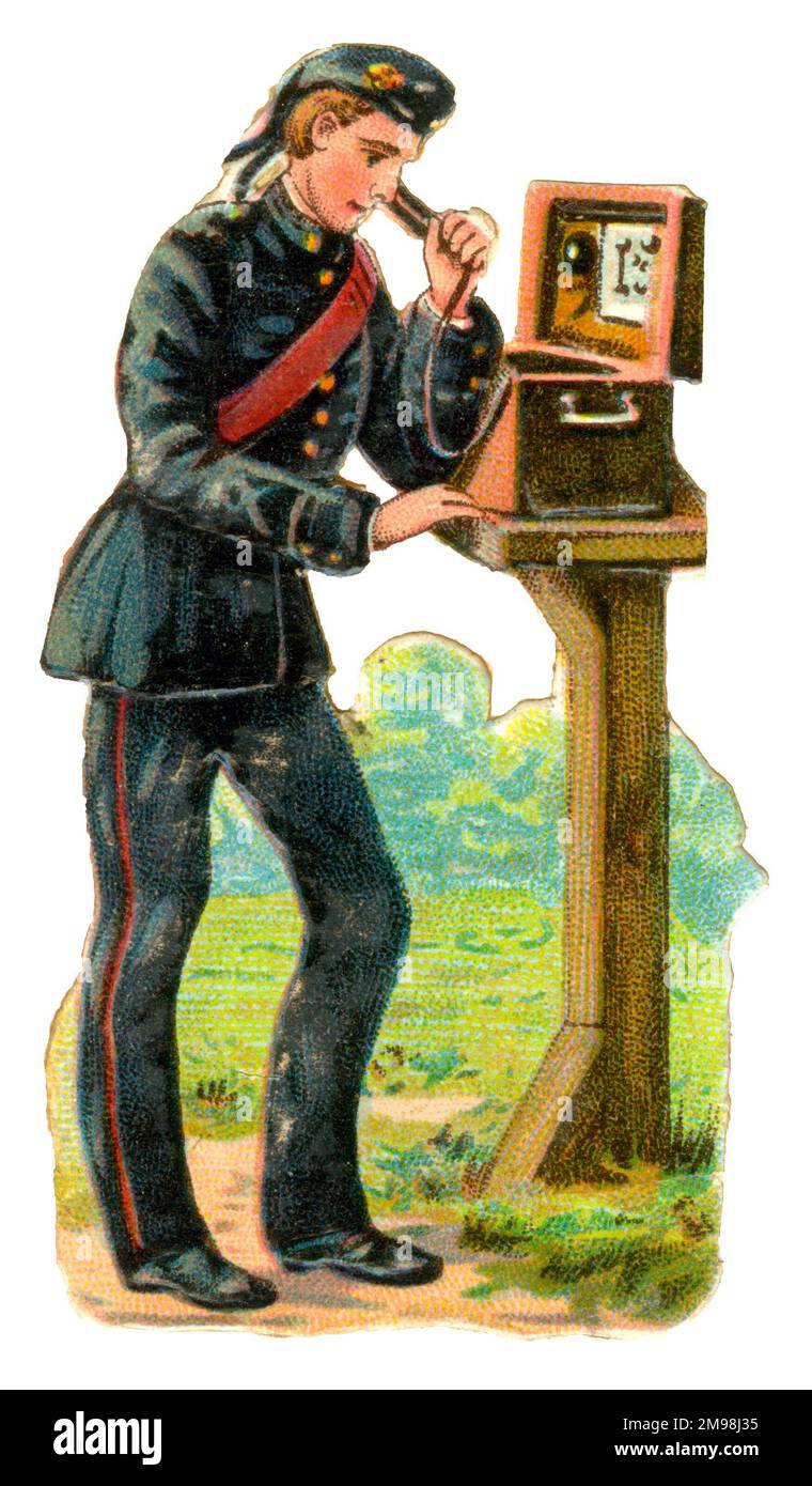 Victorian Scrap - téléphone de terrain de l'armée. Banque D'Images