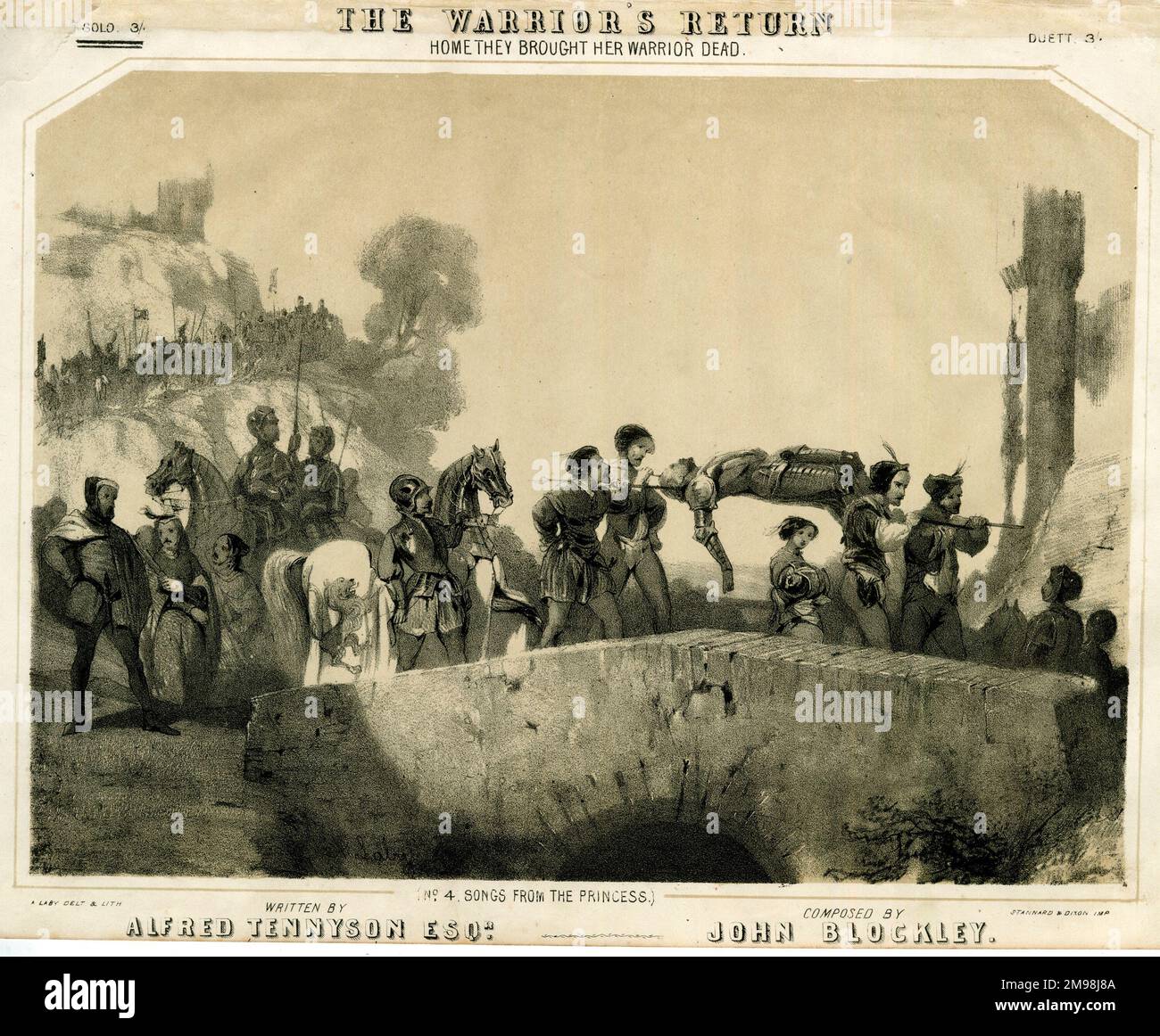 Couverture musicale, le retour du guerrier - à la maison ils ont fait mourir son guerrier. Paroles d'Alfred Lord Tennyson (de la princesse), musique de John Blockley. Banque D'Images