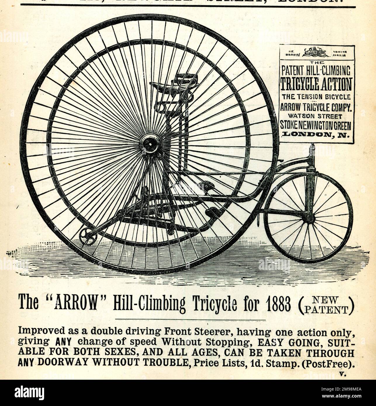 Publicité, Arrow Hill-Climbing tricycle. Banque D'Images
