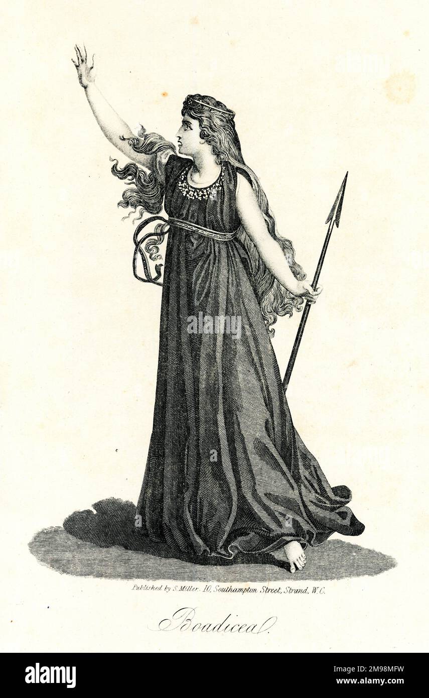 Boadicea (Boudica, 30-61 AD), une reine de la tribu celtique britannique Iceni. Vu ici dans une illustration victorienne imaginaire. Banque D'Images