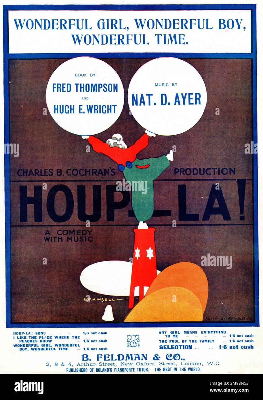 Music Cover, Wonderful Girl, Wonderful Boy, Wonderful Time, par Fred Thompson et Hugh E Wright, musique par NAT D Ayer, de la production de Houp-la de Charles B Cochran, une comédie avec de la musique. Banque D'Images