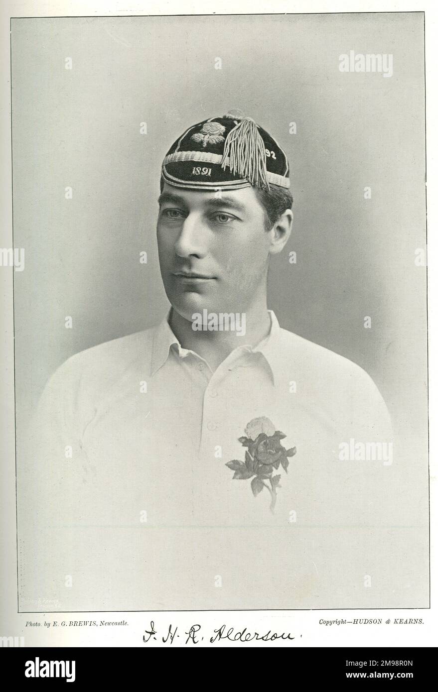 F R Alderson, joueur international de rugby d'Angleterre. Banque D'Images