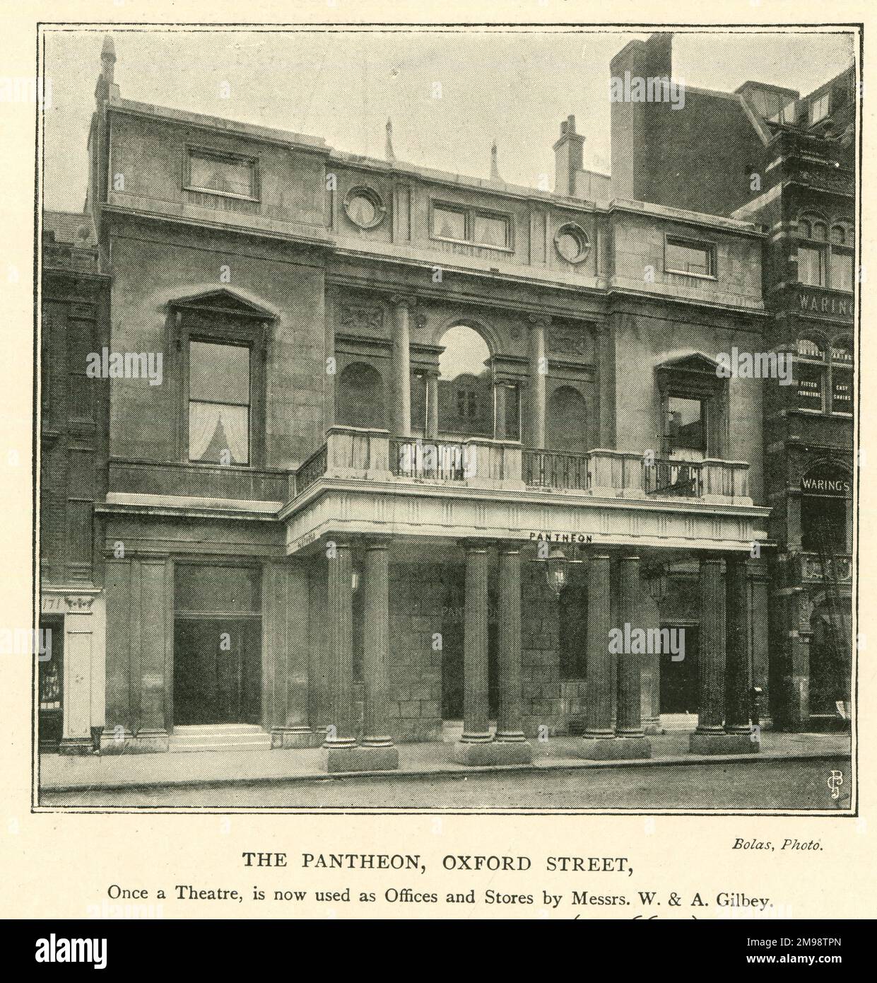 Le théâtre Pantheon, Oxford Street, Londres, a utilisé à cette époque comme bureaux et magasins par Messrs W & A Gilbey, marchands de vin et d'esprit. Banque D'Images