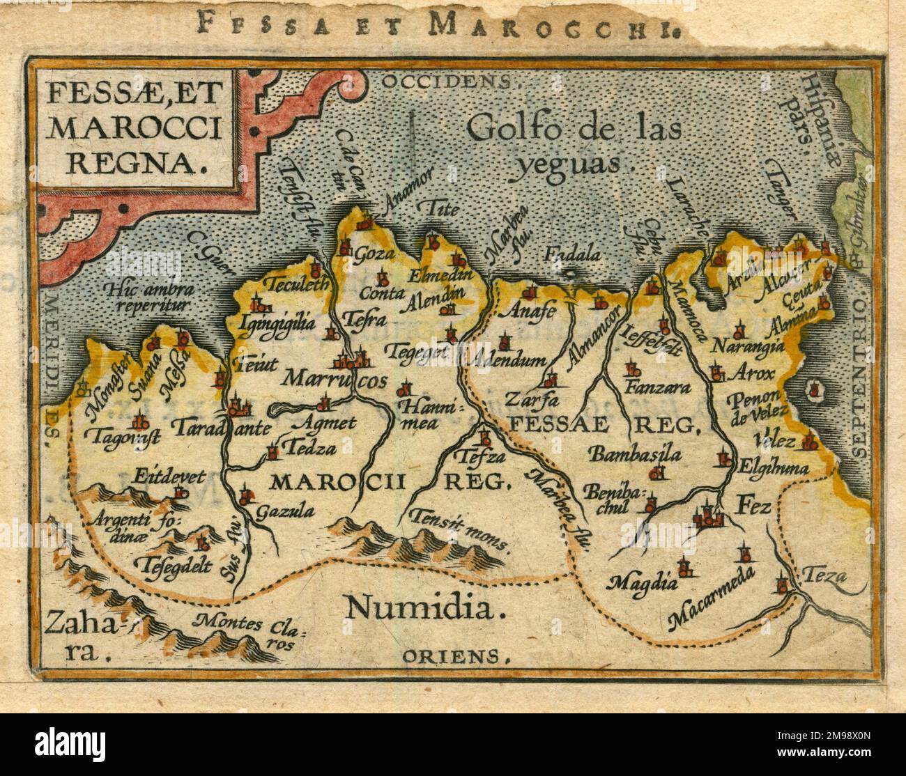 Carte du Maroc, nord,afrique,africaine,1601. Banque D'Images
