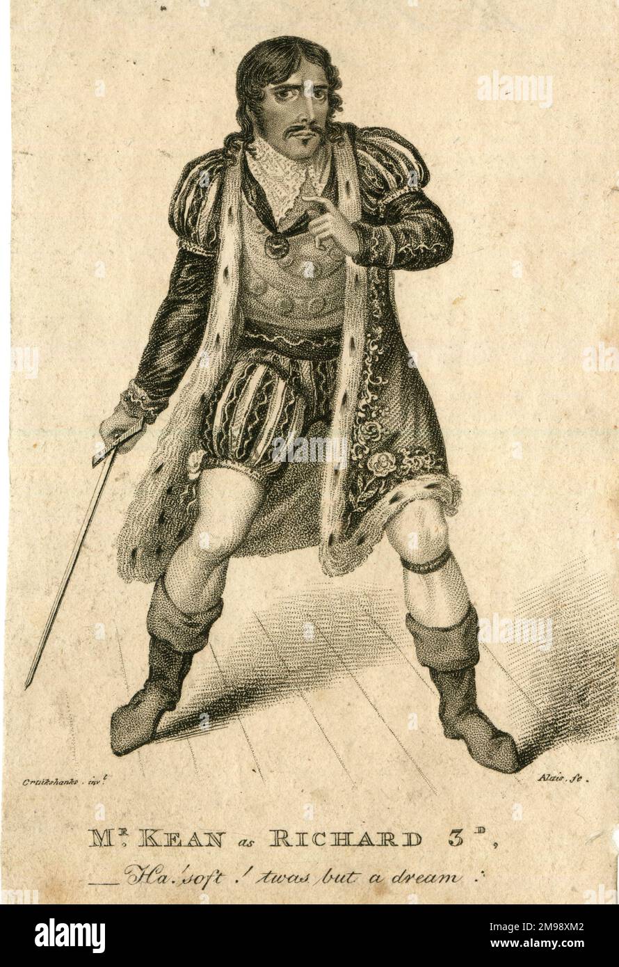 Edmund Kean en tant que Richard III de Shakespeare, au Drury Lane Theatre en 1814. Vu ici dans l'Acte V, en regardant troublé à la veille de la bataille de Boswell. Banque D'Images