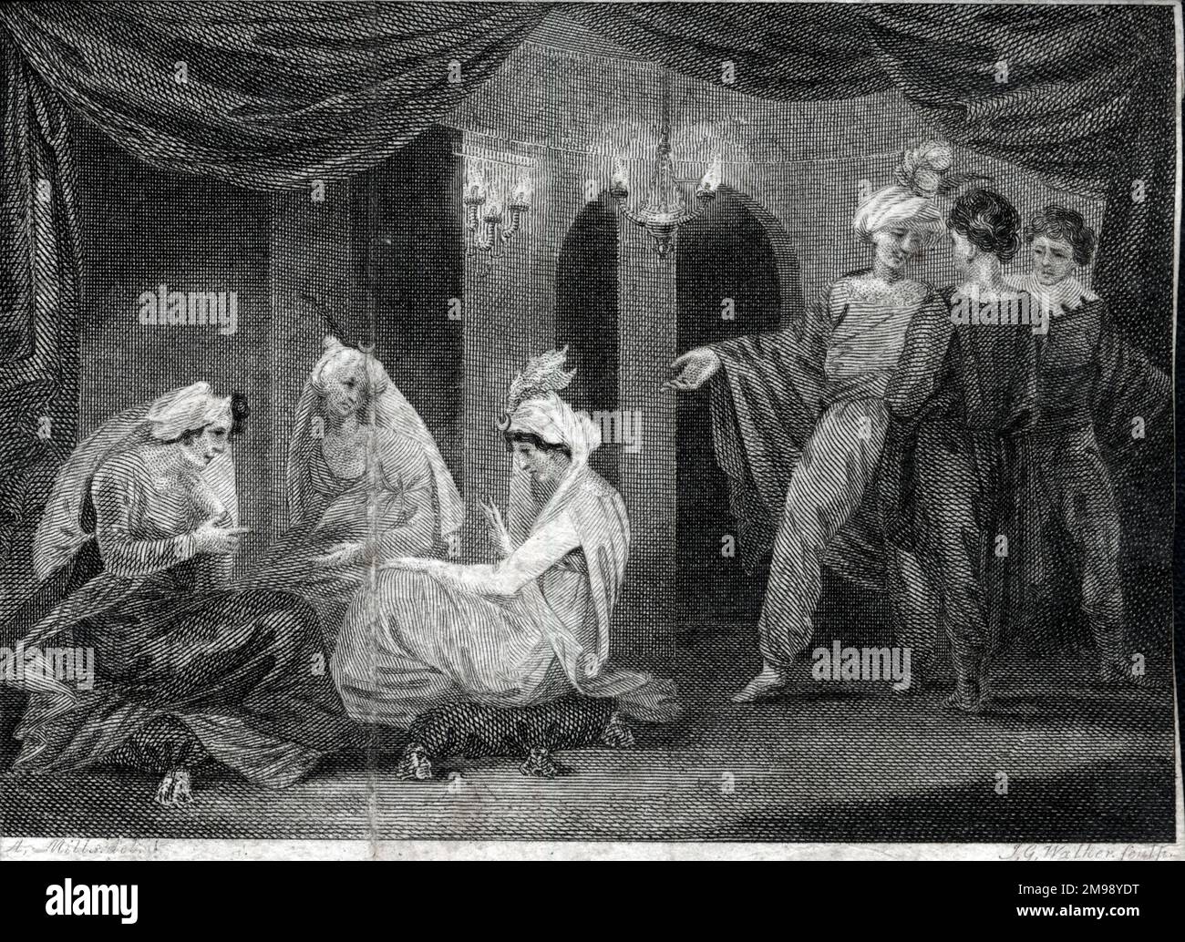 Walter de Monbary (Montbarry), Grand Maître des Templiers des Chevaliers, illustration d'un roman de Benedikte Naubert. Banque D'Images