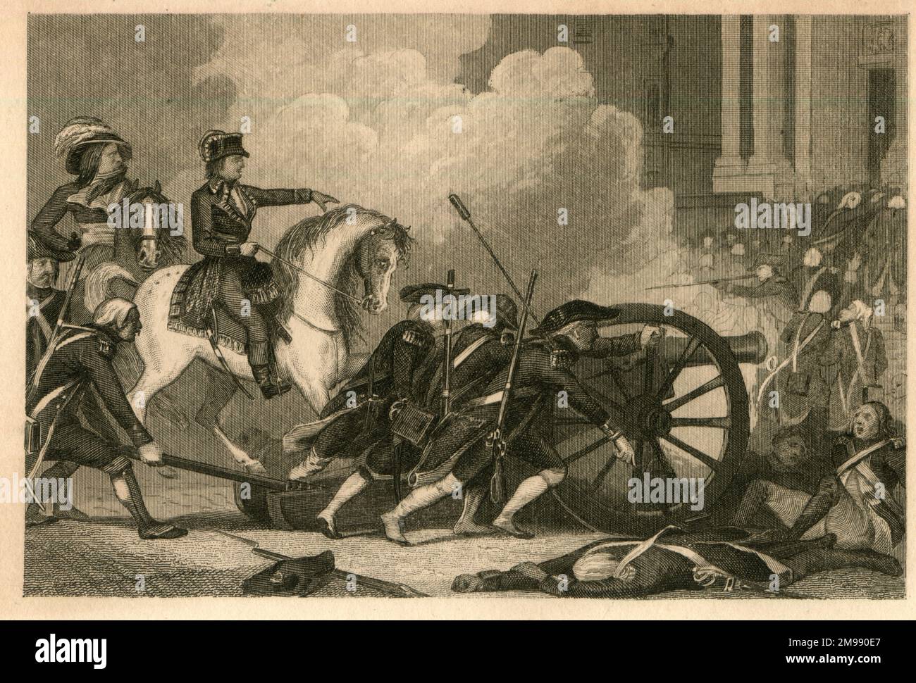Révolution française - 13th Vendémiaire, 5 octobre 1795, une bataille entre les troupes révolutionnaires françaises et les forces royalistes dans les rues de Paris, et un succès pour le général Napoléon Bonaparte. Banque D'Images