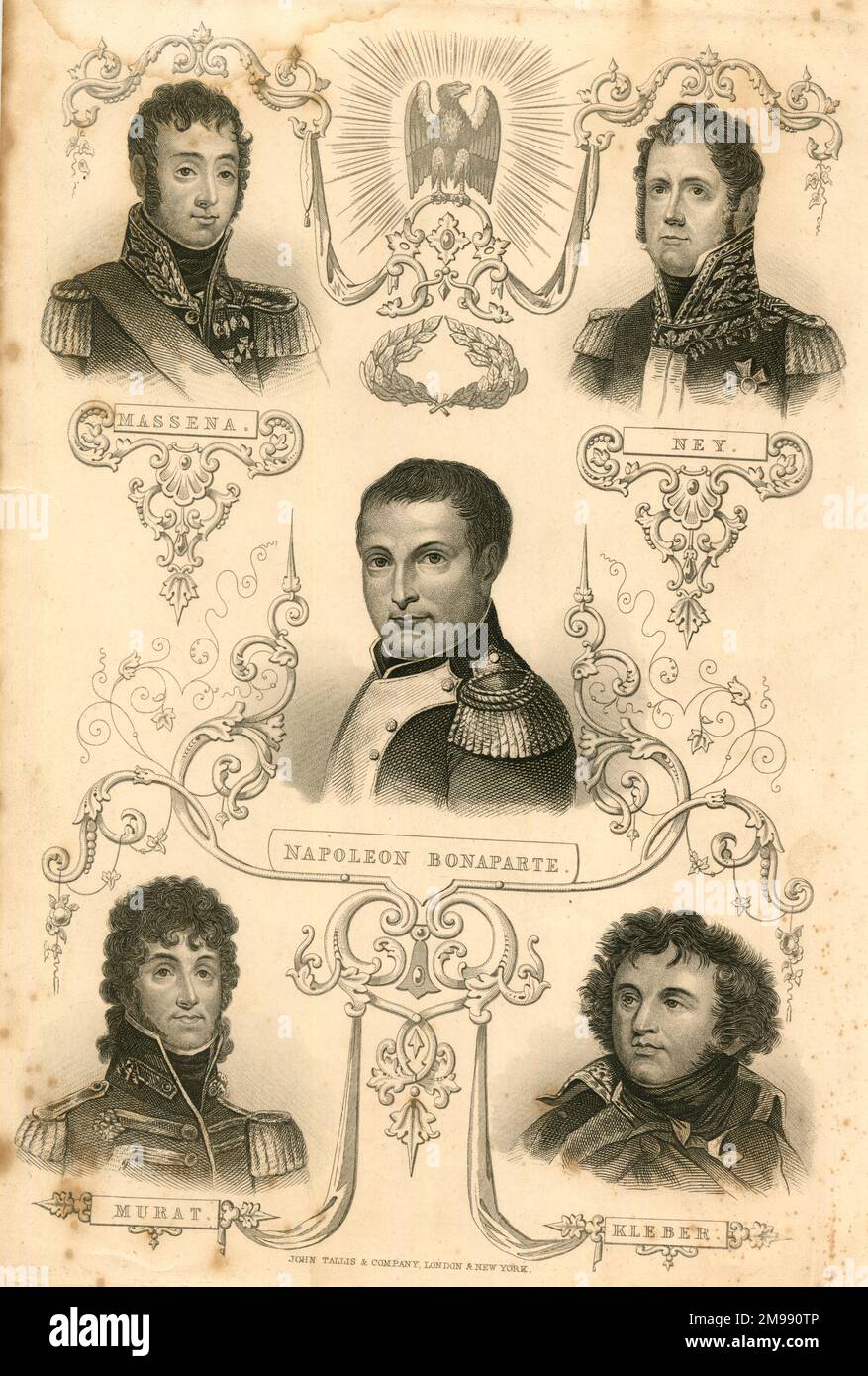 Napoléon Bonaparte et quatre de ses généraux - Massena, Ney, Murat et Kleber. Banque D'Images