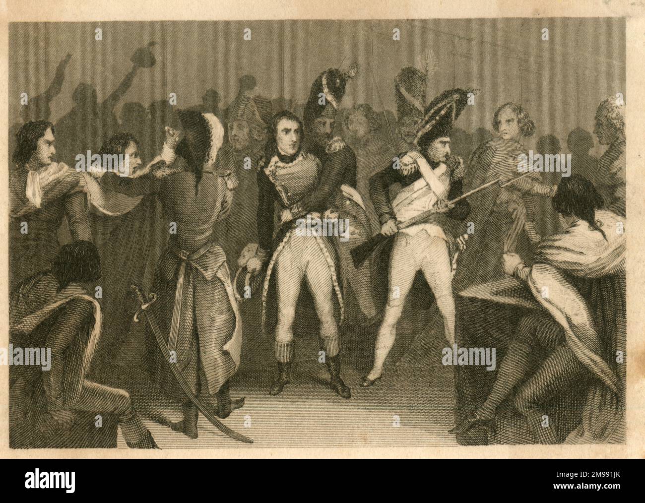 Le dix-huitième Brumaire de Napoléon Bonaparte, à Saint-Cloud, dans lequel Napoléon prend le pouvoir en France révolutionnaire le 9 novembre 1799. Banque D'Images