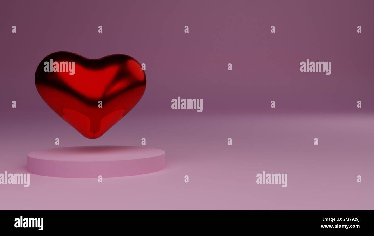 Espace vide pour le texte dans un arrière-plan réaliste de rendu 3D pour la semaine de Valentin, arrière-plan léger pour la célébration de Valentin dans l'illustration 3D Banque D'Images