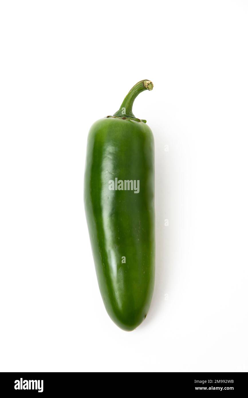 Piment jalapeno sur fond blanc Banque D'Images