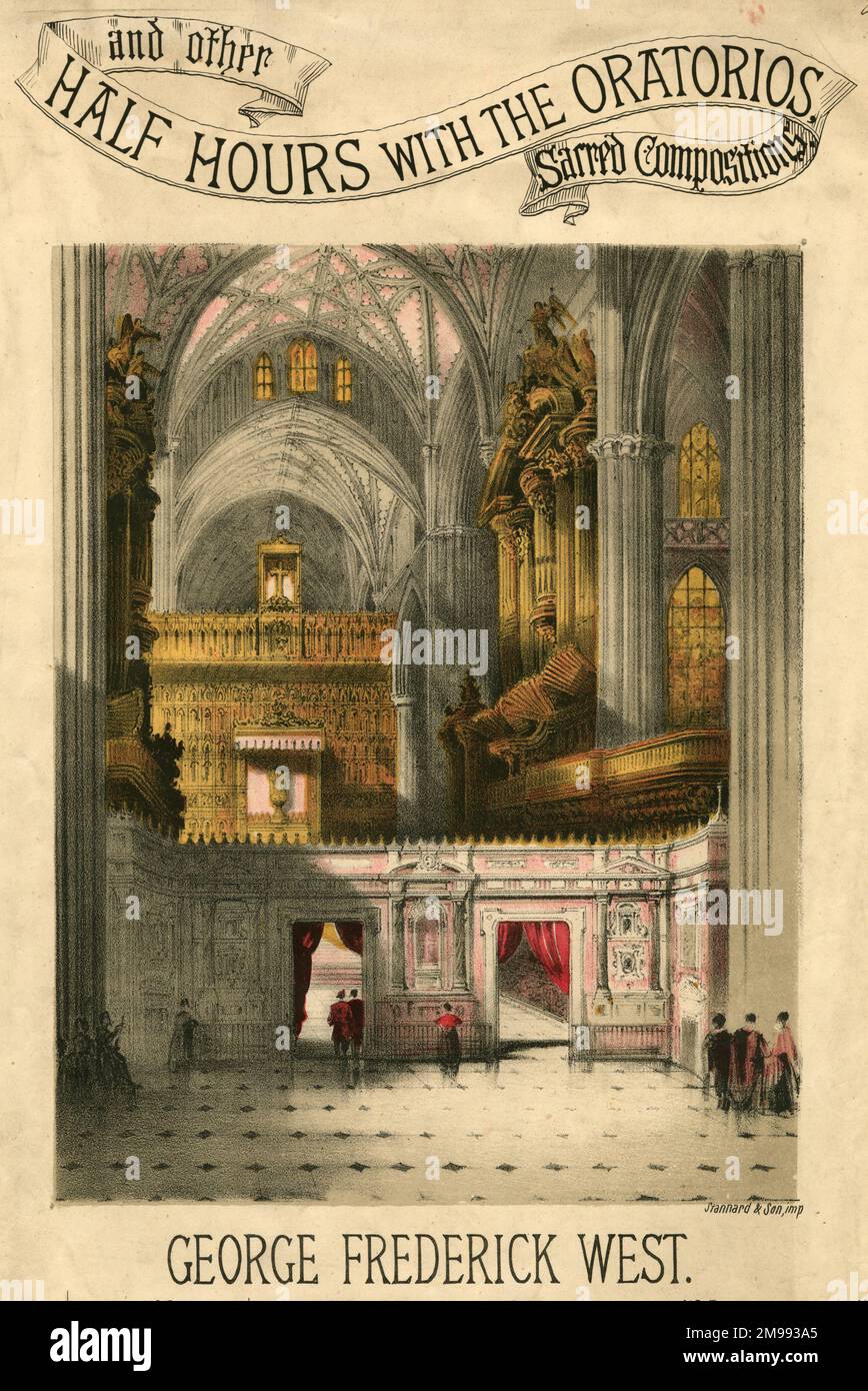 Couverture musicale, demi-heures avec les oratorios et autres compositions sacrées, par George Frederick West. Banque D'Images
